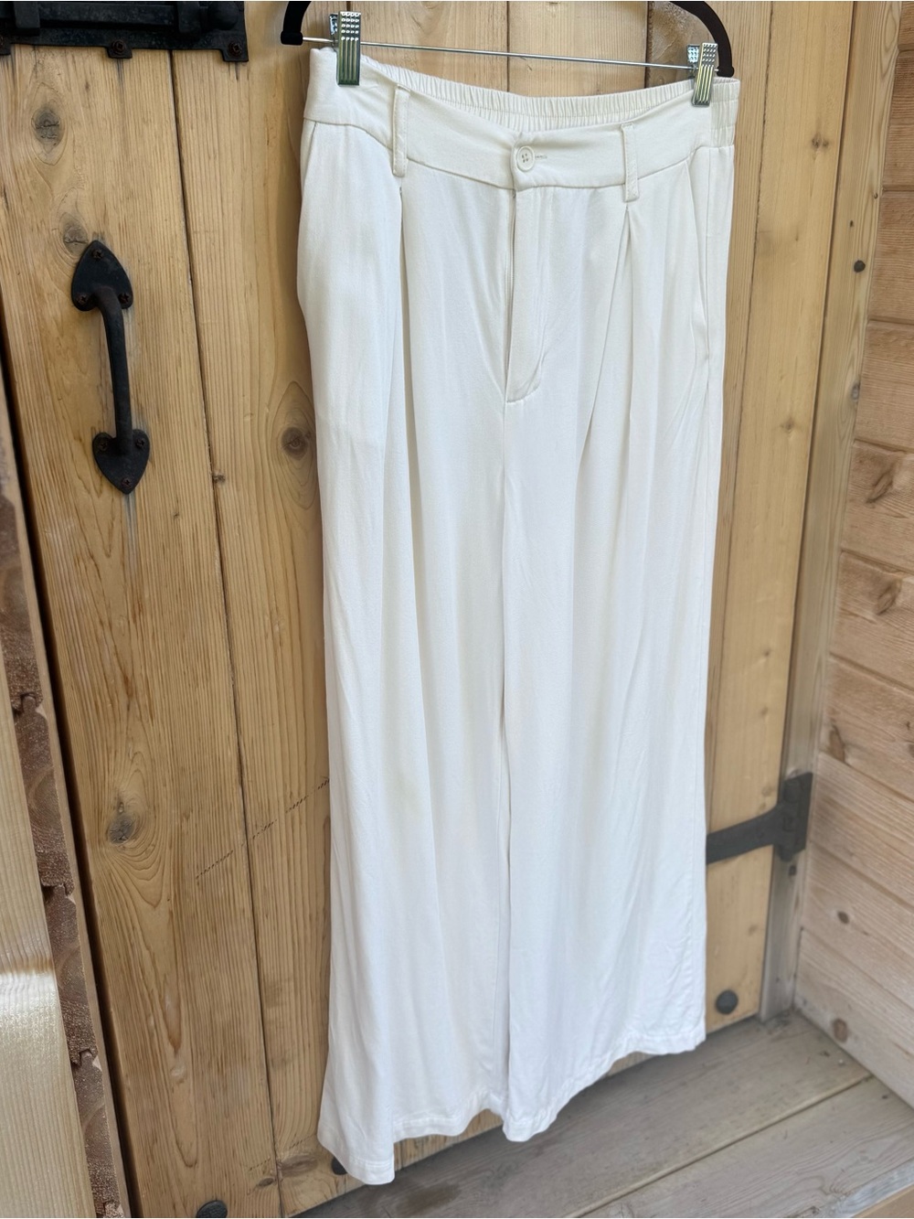 Wide Leg Pants High Waist Cream Trousers Size Medium